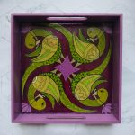 Madhubani Parrot Tray - Purple