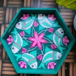 Madhubani Fish Tray -Teal