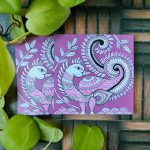 Kalamkari peacock Coaster- Purple