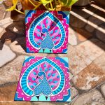 Madhubani Peacock Coaster - Pink