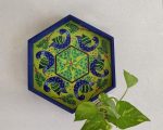 Madhubani  Peacock  Tray - Green