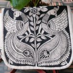 kalamkari  peacock sling bags- Black