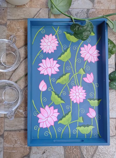 Blue Pichwai  Lotus Tray